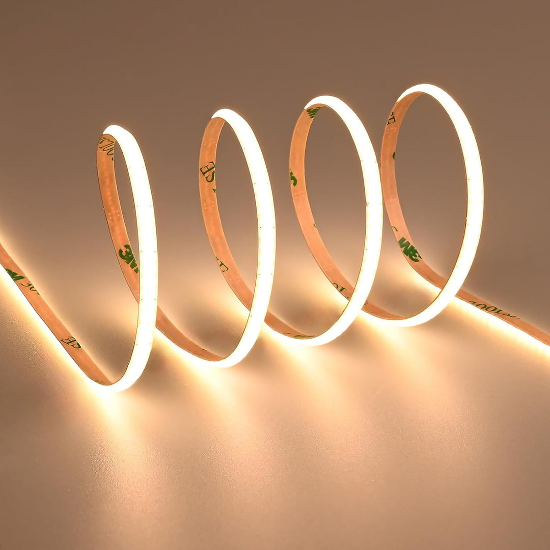 Outdoor Landscape Lighting LED 12V Low Voltage SLD23 Dotless Linear LED Dimmable, 2.13W/ft 16.4ft COB Strip Lights IP20 Low Voltage 4mm DC12V Diffused Tape Light 3000K Warm White