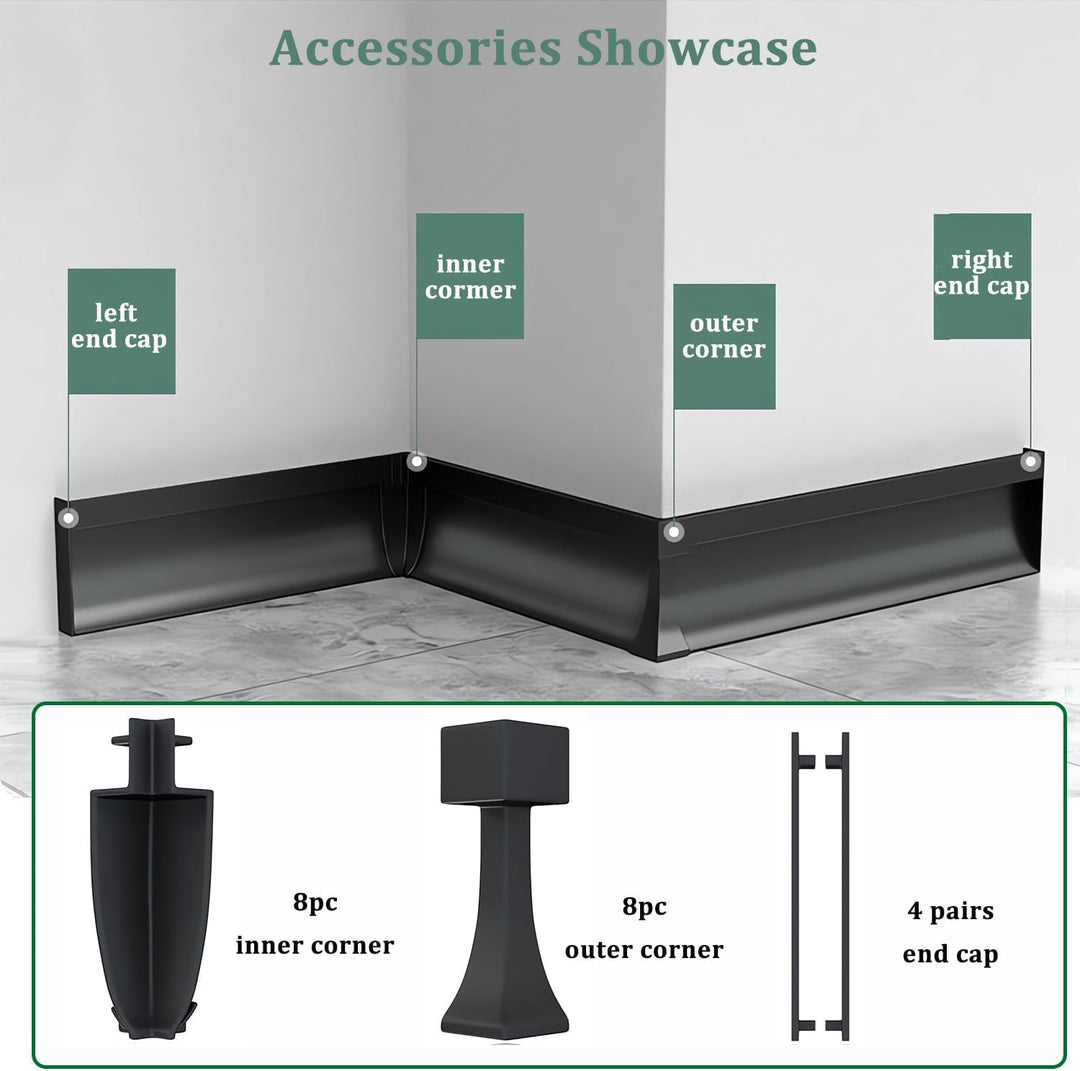 Outdoor Landscape Lighting LED 12V Low Voltage AC14 Skirting Board Black Aluminum Channel with White Frosted Plastic Cover 3.3FT/1M For Max Inner 10.7mm Width LED Strip Lights Pack of 7/10/20