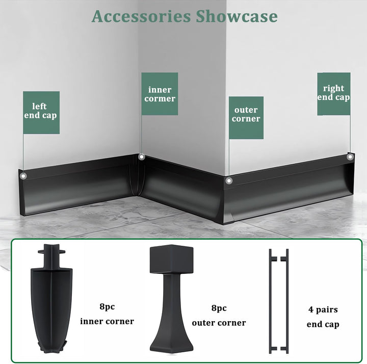 Outdoor Landscape Lighting LED 12V Low Voltage AC14 Skirting Board Black Aluminum Channel with White Frosted Plastic Cover 3.3FT/1M For Max Inner 10.7mm Width LED Strip Lights Pack of 7/10/20