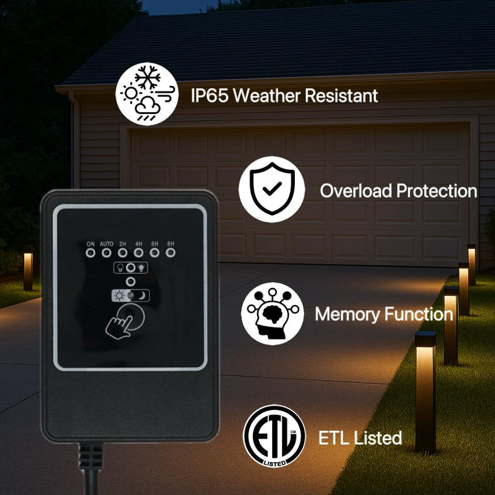 Outdoor Landscape Lighting LED 12V Low Voltage TSDCT24100 DC24V 100W Low Voltage Transformer with Photocell & Timer