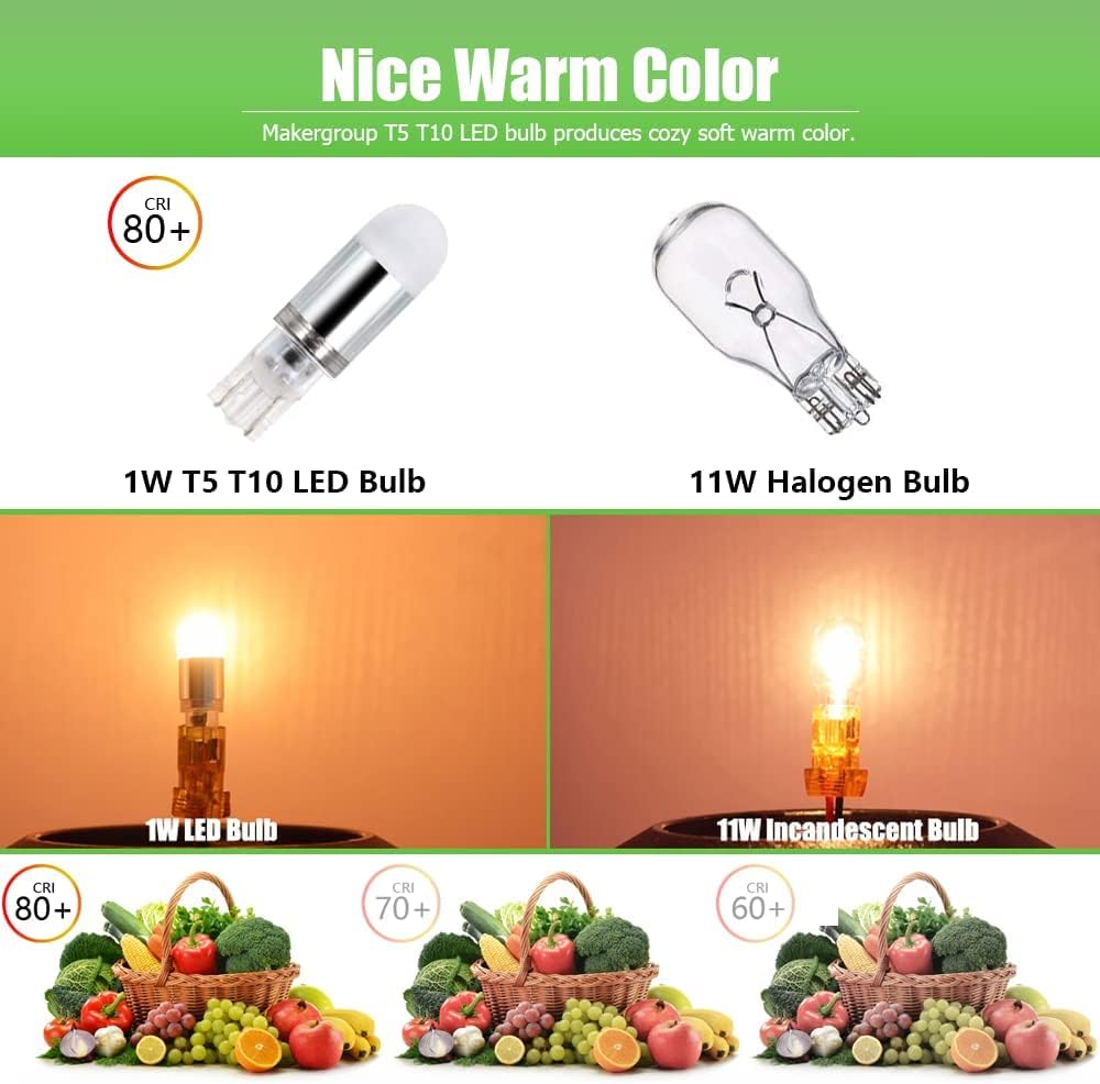 Outdoor Landscape Lighting LED 12V Low Voltage 2x/4x/6x Package T5 T10 1W 12V LED Wedge Base Light Bulbs Energy Saving Light Bulb