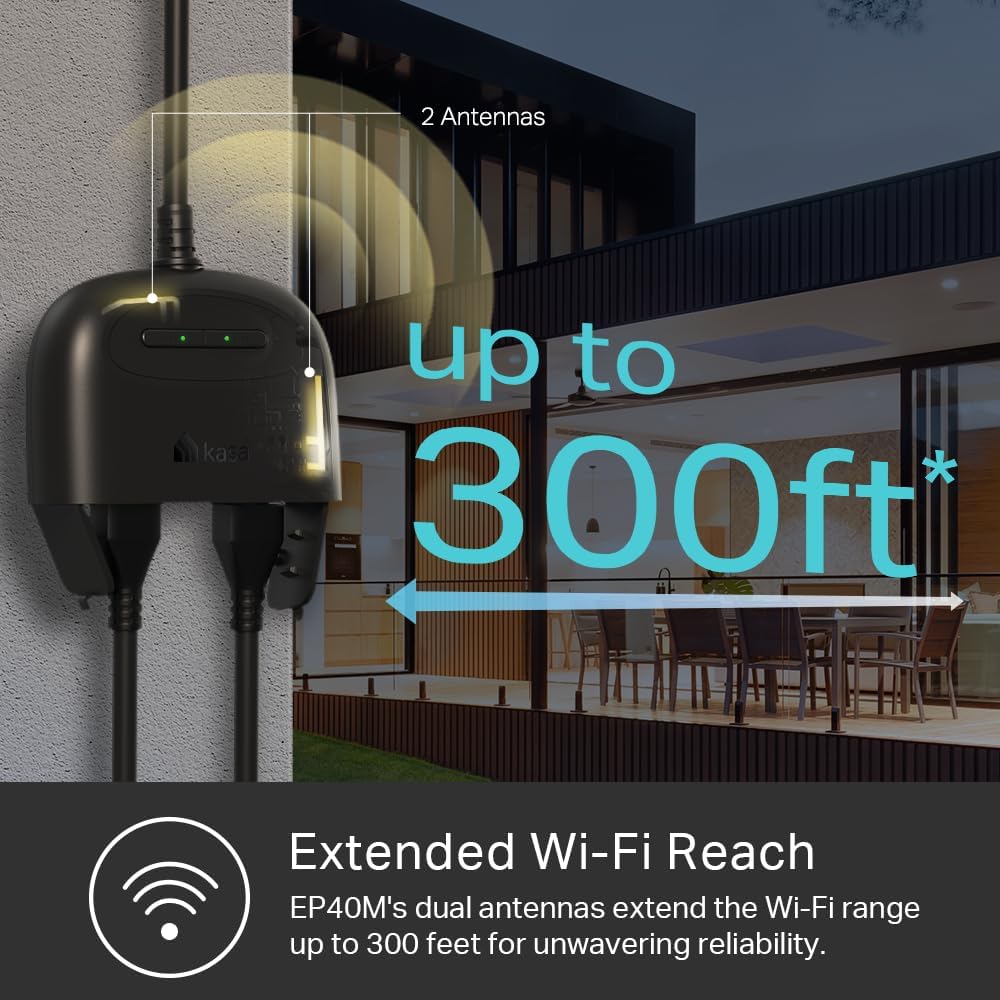 Outdoor Landscape Lighting LED 12V Low Voltage Outdoor Smart Plug Double Socket, Matter Smart Home Wi-Fi Outlet Timer, Works with Apple HomeKit, Amazon Alexa, Google Home, SmartThings