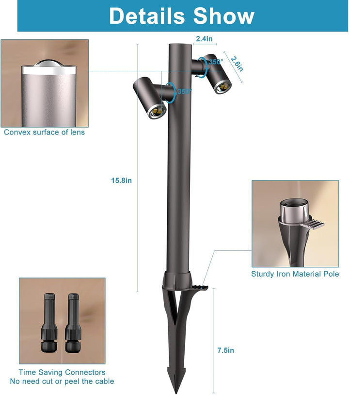 Outdoor Landscape Lighting LED 12V Low Voltage ALP25 4W LED Adjustable 3000K Dual Directional Bollard Path Light Low Voltage Outdoor Landscape Lighting