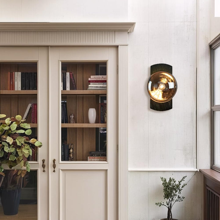 Outdoor Landscape Lighting LED 12V Low Voltage SCH13 Smoked Luster Veining Globe Solid Green Marble Indoor and Outdoor Wall Sconce Light 6.9"x5.5"x10.9" LED G9 Base Socket Line Voltage 120V Waterproof