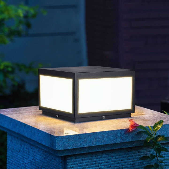 Outdoor Landscape Lighting LED 12V Low Voltage CPLA04 Modern Pillar Lamp Post Light with Tempered Glass Shade Fence Deck Cap Lantern with E26 9W 3000K 110V AC Line Voltage Stainless Steel LED IP55 Waterproof, Electric-Powered, Low-Voltage E26 LED Compatible