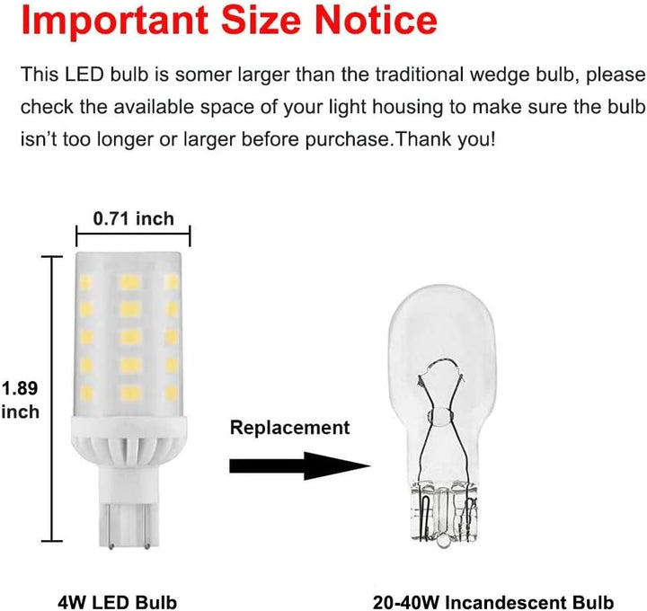 Outdoor Landscape Lighting LED 12V Low Voltage T5 T10 4W 12V LED Wedge Base Light Bulbs Energy Saving Light Bulb