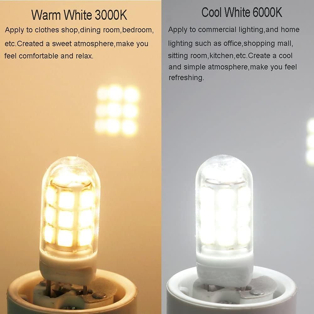 Outdoor Landscape Lighting LED 12V Low Voltage 5 Pack G4 3W Bi Pin 3000K/6000K LED Ceramic Capsule 120V Line Voltage Bulb Energy Efficient Light