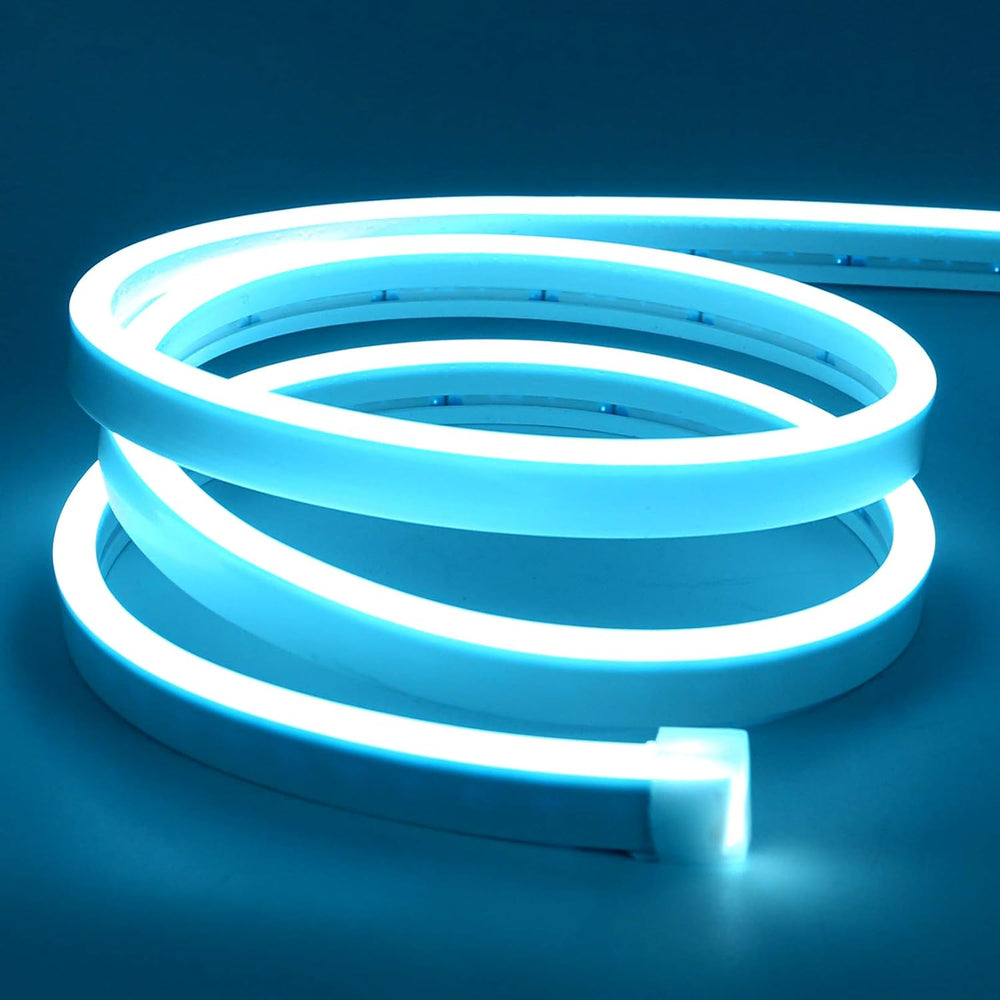 Outdoor Landscape Lighting LED 12V Low Voltage SLN02 2.2W/ft Dotless COB 6mmx12mm Single Color Neon LED Strip Light 5M DC12V 36W IP65 Outdoor Rated Dimmable Low Voltage Silicone Rope Light Ice Blue 5M)