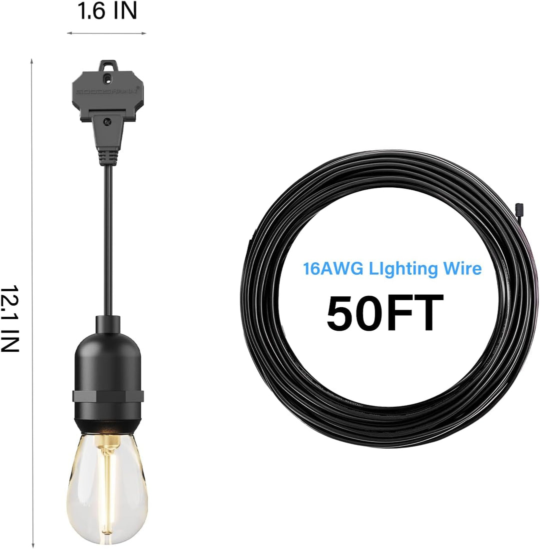 Outdoor Landscape Lighting LED 12V Low Voltage SL103 2800K Warm White LED Low Voltage Bistro String Lights 50 FT Outdoor Weatherproof 10pcs Connect Anywhere 12V Edison Bulbs