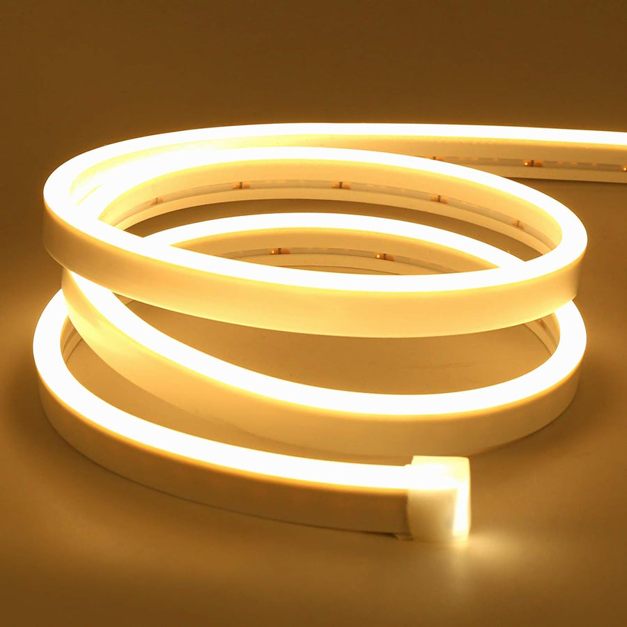Outdoor Landscape Lighting LED 12V Low Voltage SLN02 2.2W/ft Dotless COB 6mmx12mm Single Color Neon LED Strip Light 5M DC12V 36W IP65 Outdoor Rated Dimmable Low Voltage Silicone Rope Light Warm White 5M)