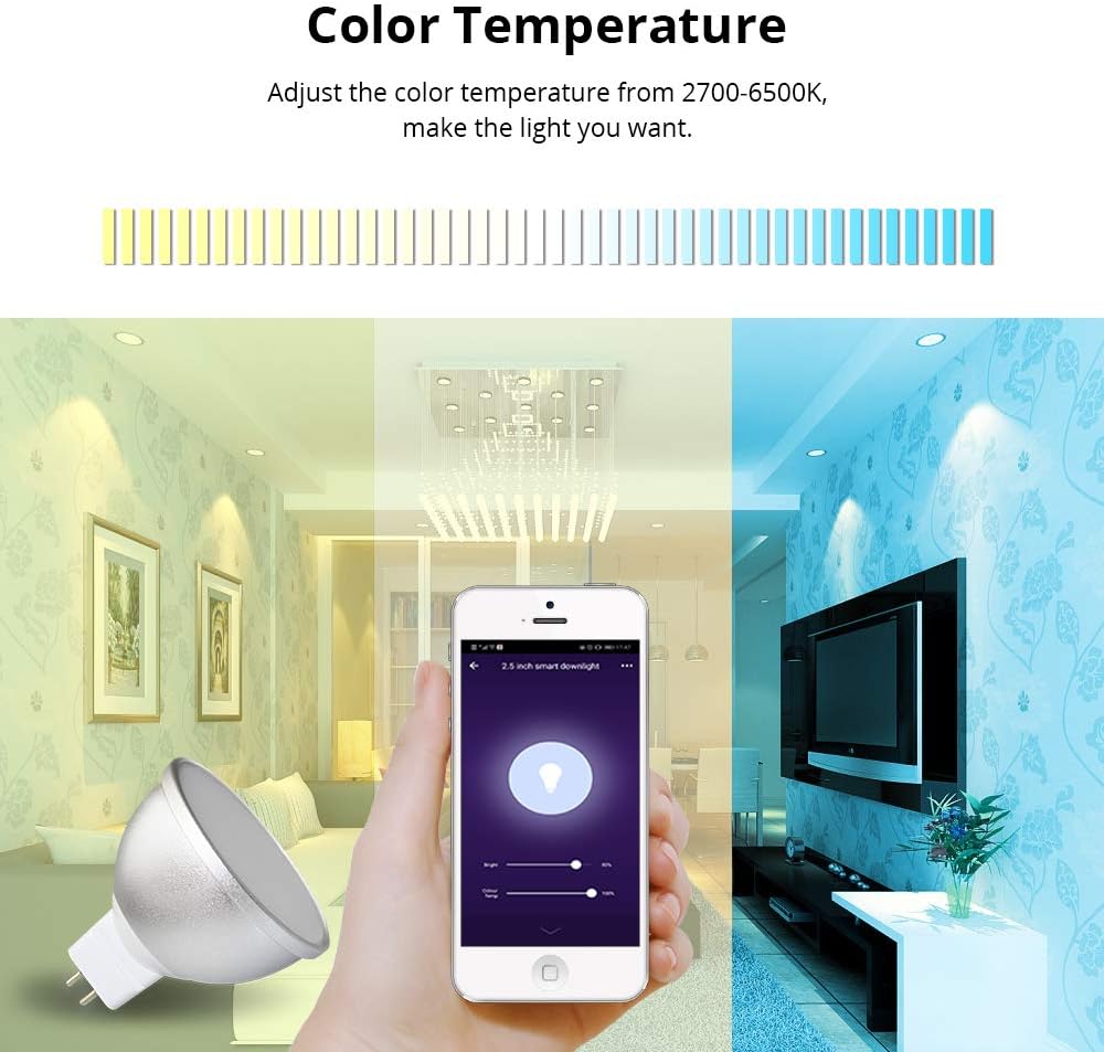 Outdoor Landscape Lighting LED 12V Low Voltage MR16 RGBCW 2700K-6000K 5W Smart WIFI LED Light Bulb, Energy Saving Color Changing 12V Outdoor LED Bulb Compatible with Alexa, Google Assistant, and Siri