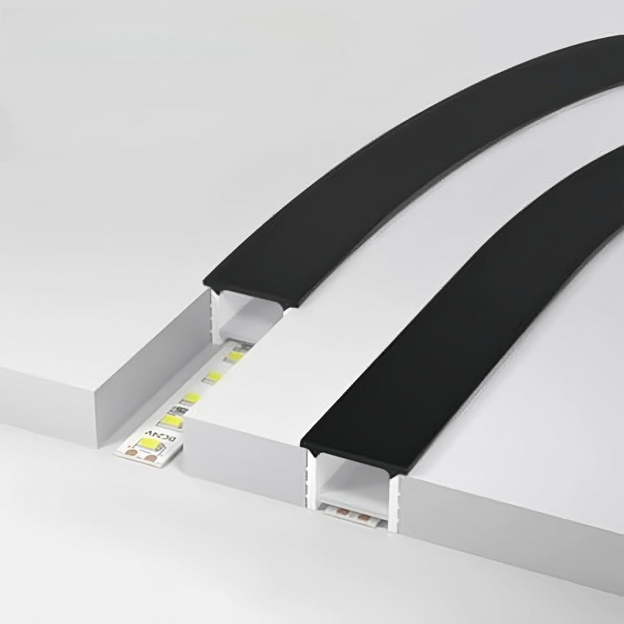 Outdoor Landscape Lighting LED 12V Low Voltage SC01 Black Silicone LED Channel with Flange Recessed Flexible Tube Black Cover 33ft/10M Roll