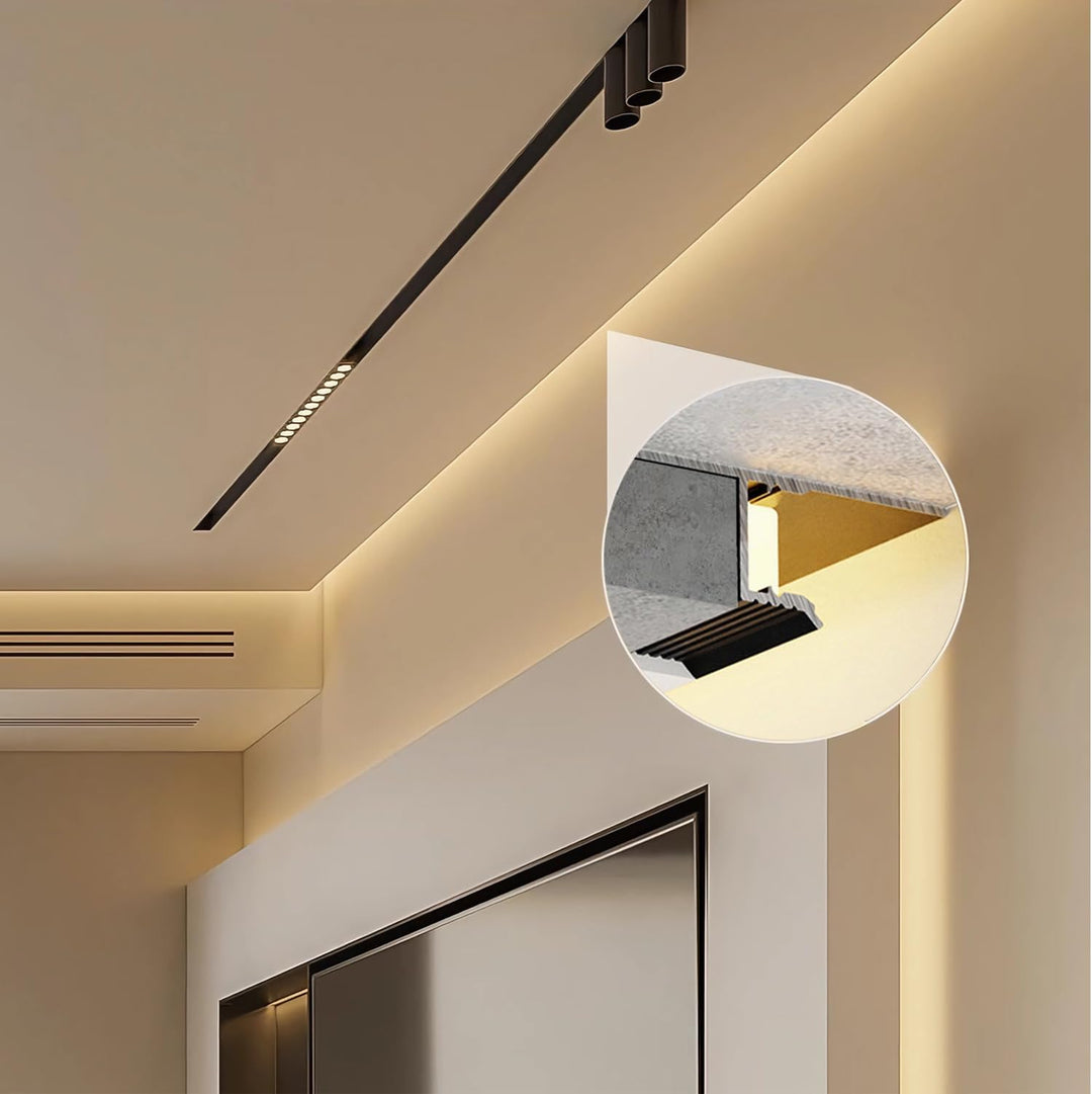 Outdoor Landscape Lighting LED 12V Low Voltage AC16 Suspended Ceiling T-Type Aluminum Channel with 3.3FT/1M For Max Inner 9.6mm Width LED Strip Lights Pack of 5/10/20