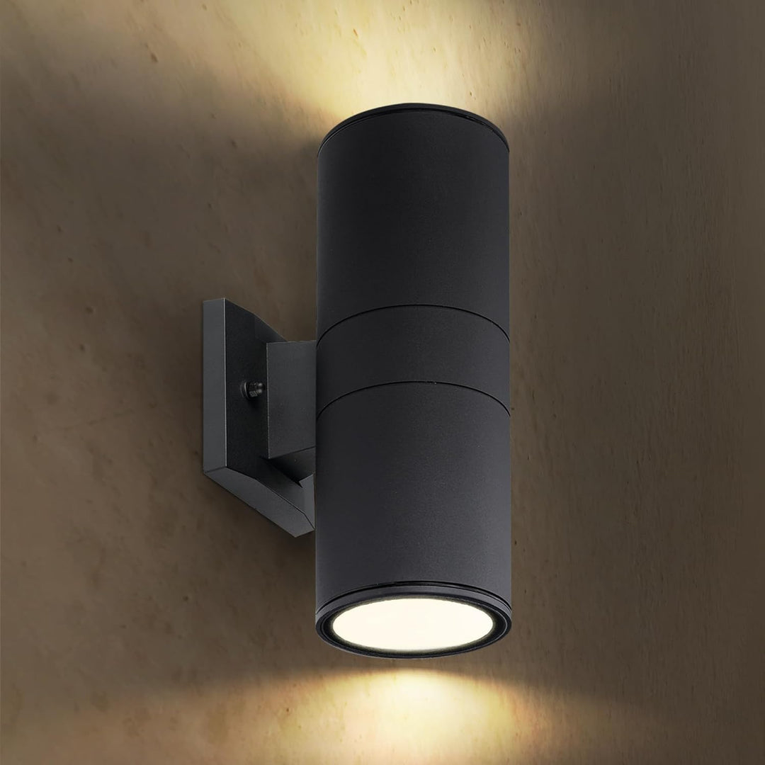 Outdoor Landscape Lighting LED 12V Low Voltage SCSH02 120V Line Voltage LED Aluminum Cylinder Up Down Light 2 Directional Sconce Lighting Medium Base Sockets Black