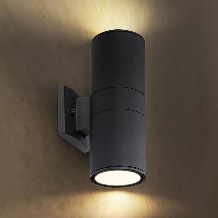 Outdoor Landscape Lighting LED 12V Low Voltage SCSH02 120V Line Voltage LED Aluminum Cylinder Up Down Light 2 Directional Sconce Lighting Medium Base Sockets Black