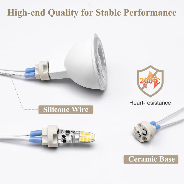 Outdoor Landscape Lighting LED 12V Low Voltage Ceramic Socket Adapter for G4, G6.35, MR11, MR16 Bulbs Package – 12V-250V Heat-Resistant Light Bulb Holder for Halogen and LED – Replacement Connector