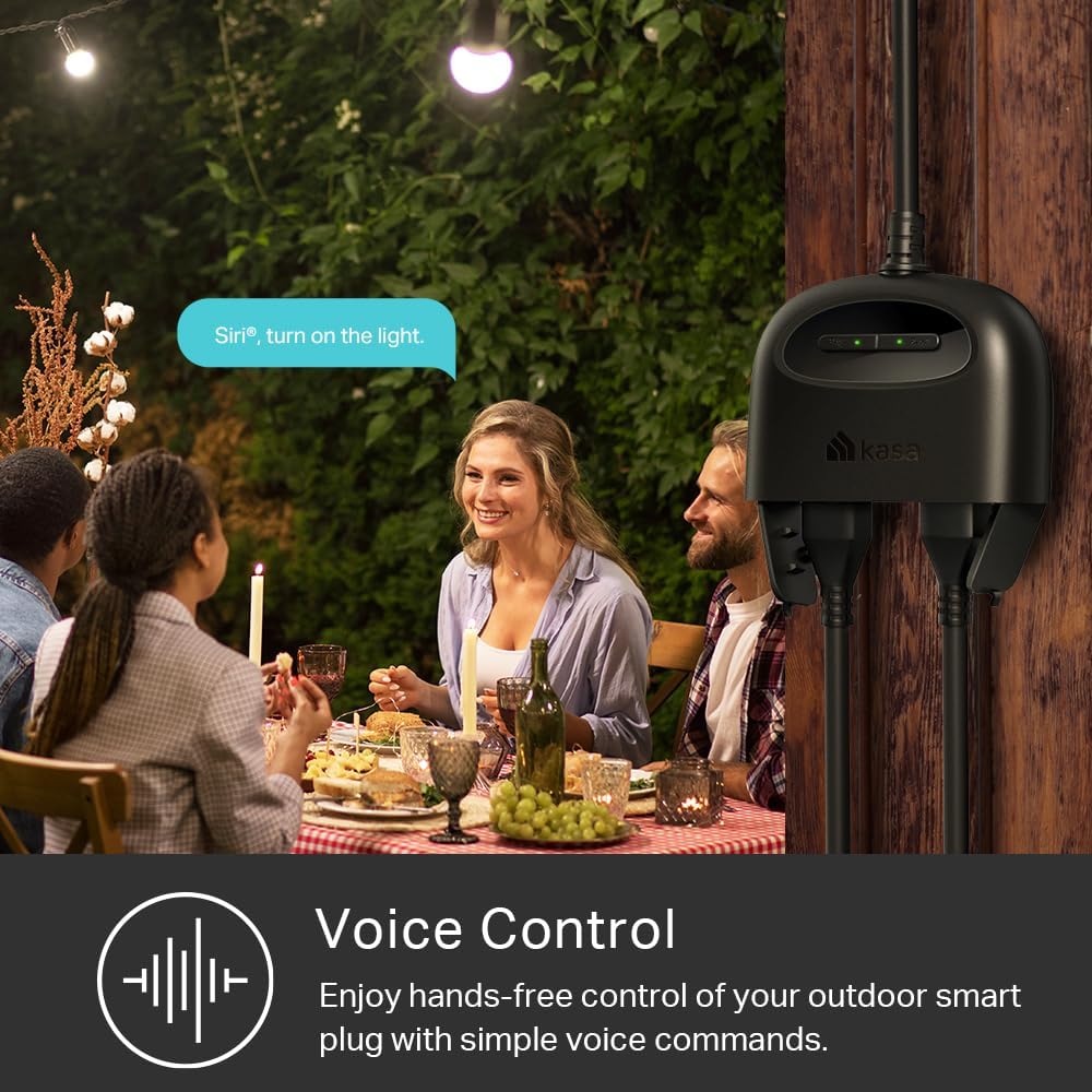 Outdoor Landscape Lighting LED 12V Low Voltage Outdoor Smart Plug Double Socket, Matter Smart Home Wi-Fi Outlet Timer, Works with Apple HomeKit, Amazon Alexa, Google Home, SmartThings
