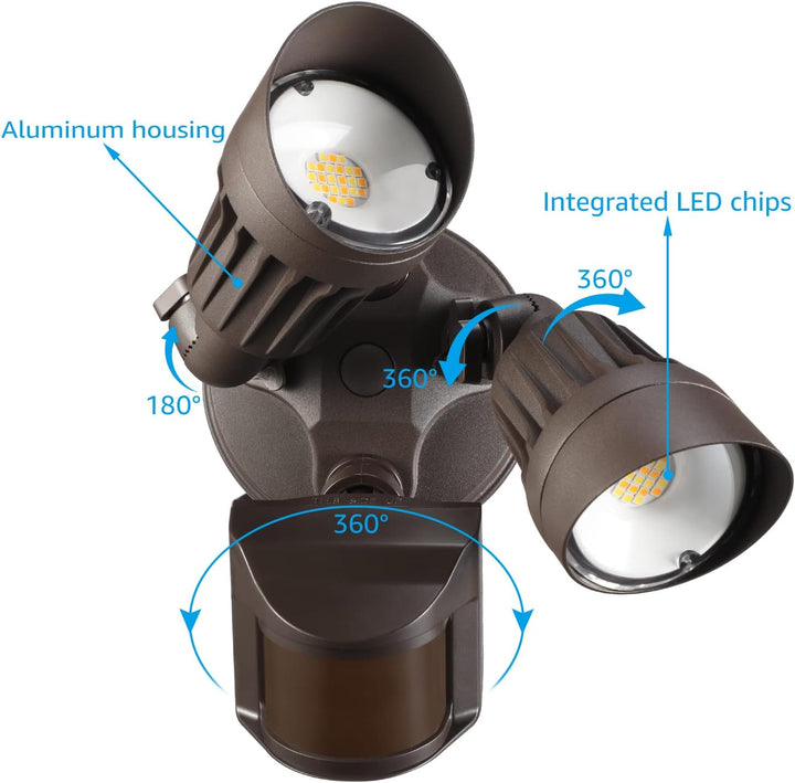 Outdoor Landscape Lighting LED 12V Low Voltage 25W Wired Outdoor LED Flood Light, 120V 3CCT 3000K-6000K Tunable Motion-Sensor Security Light 2500LM, IP65