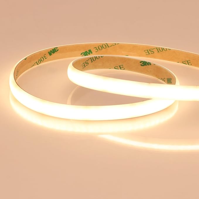 Outdoor Landscape Lighting LED 12V Low Voltage SLD13 Dotless Linear LED Dimmable, 6.1W/ft 10mm 16.4ft COB Strip Lights IP65 Low Voltage DC24V Diffused Tape Light 3000K Warm White