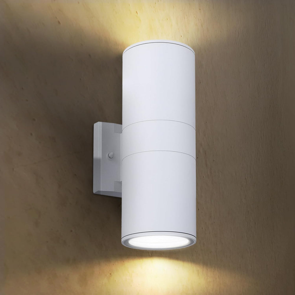 Outdoor Landscape Lighting LED 12V Low Voltage SCSH02 120V Line Voltage LED Aluminum Cylinder Up Down Light 2 Directional Sconce Lighting Medium Base Sockets White