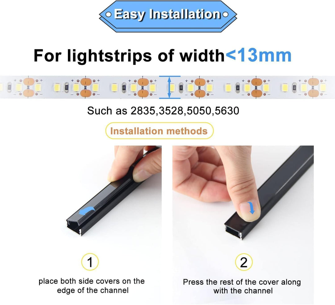Outdoor Landscape Lighting LED 12V Low Voltage AC10 U-Shaped Aluminum Channel with Plastic or Silicone Diffuser Cover 3.3FT/1M For Max 13mm Width LED Strip Lights Pack of 6/10/20