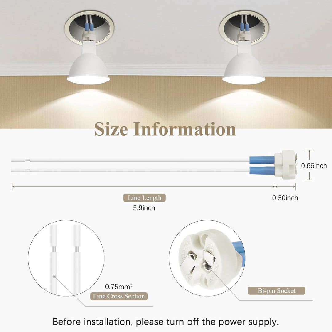 Outdoor Landscape Lighting LED 12V Low Voltage Ceramic Socket Adapter for G4, G6.35, MR11, MR16 Bulbs Package – 12V-250V Heat-Resistant Light Bulb Holder for Halogen and LED – Replacement Connector