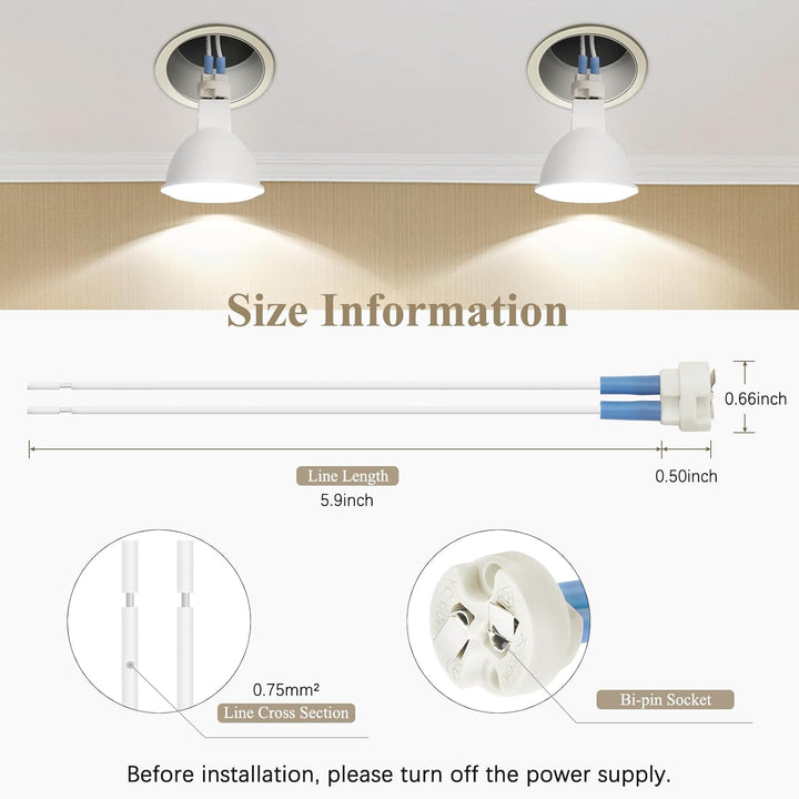 Outdoor Landscape Lighting LED 12V Low Voltage Ceramic Socket Adapter for G4, G6.35, MR11, MR16 Bulbs Package – 12V-250V Heat-Resistant Light Bulb Holder for Halogen and LED – Replacement Connector