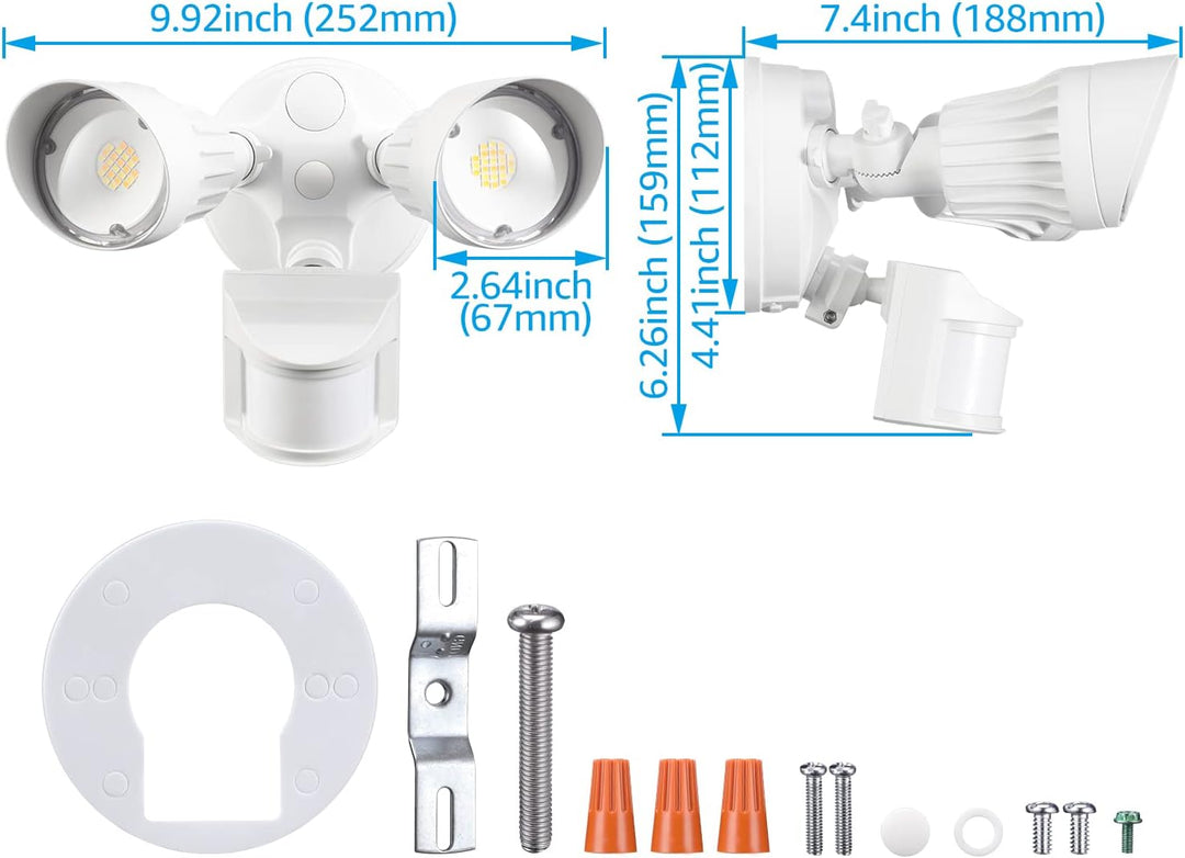 Outdoor Landscape Lighting LED 12V Low Voltage 25W Wired Outdoor LED Flood Light, 120V 3CCT 3000K-6000K Tunable Motion-Sensor Security Light 2500LM, IP65