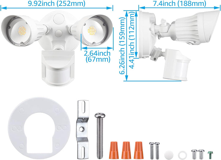 Outdoor Landscape Lighting LED 12V Low Voltage 25W Wired Outdoor LED Flood Light, 120V 3CCT 3000K-6000K Tunable Motion-Sensor Security Light 2500LM, IP65