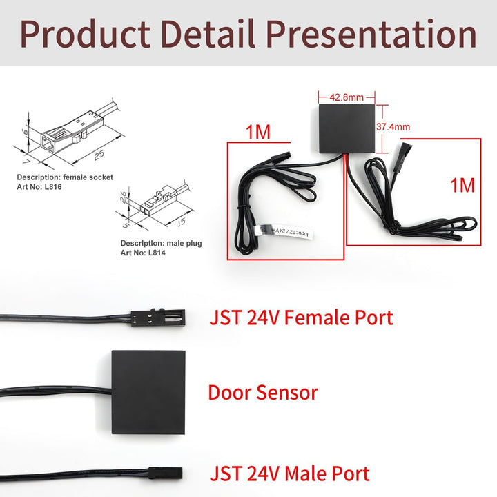Outdoor Landscape Lighting LED 12V Low Voltage ID20 Double Door Operated Infrared Sensor Switch LED Automatic Controlling with JST Male and Female Connector