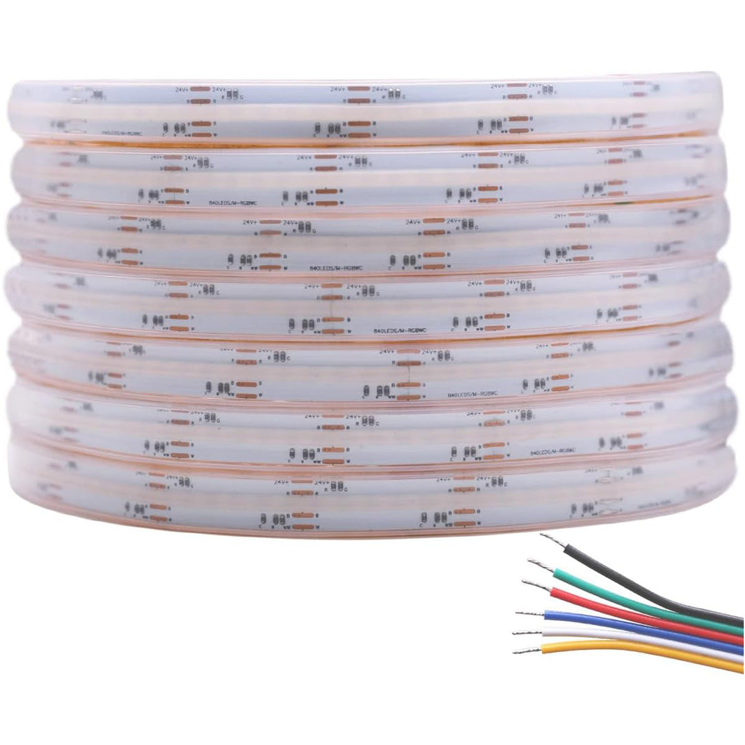 Outdoor Landscape Lighting LED 12V Low Voltage SLD29 Dotless Linear LED RGB CCT Color Changing and Tunable White 16.4ft (5M) 5.5W/ft COB Strip Lights IP20/IP67 Low Voltage 12mm DC24V Tape Light Outdoor IP67 - 14MM - DC24V 5.5W ft