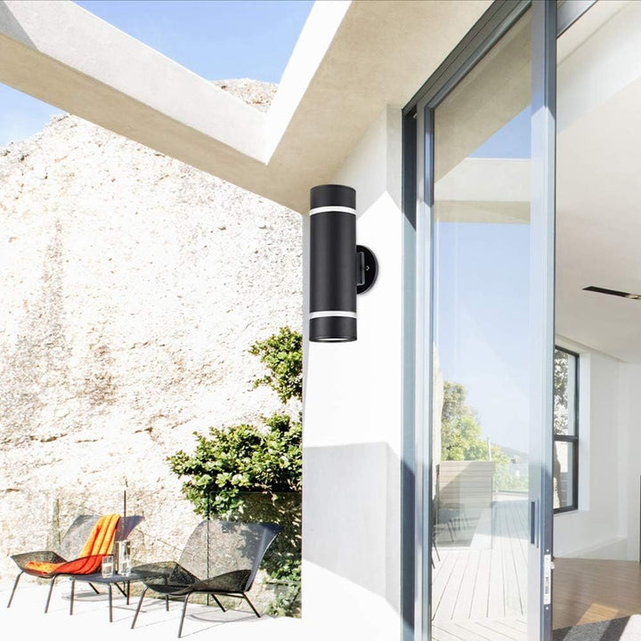 Outdoor Landscape Lighting LED 12V Low Voltage SCSH01 120V Line Voltage LED Stainless Steel Cylinder Up Down Light 2 Directional Sconce Lighting Medium Base Sockets