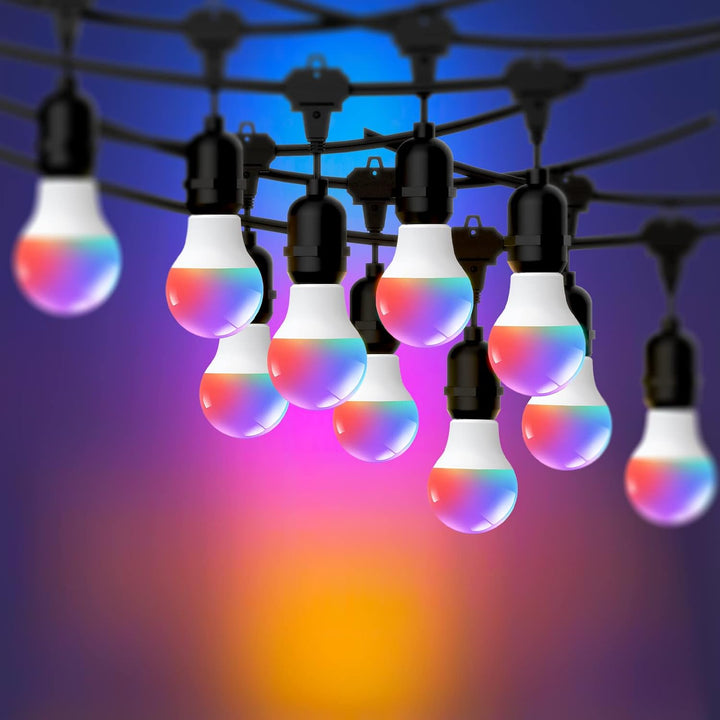 Outdoor Landscape Lighting LED 12V Low Voltage SLR104 50ft Adjustable Connector LED RGBW Bistro String Lights RGBW Color Changing Outdoor Weatherproof 12V 3W E10 B9 10pcs Bulbs