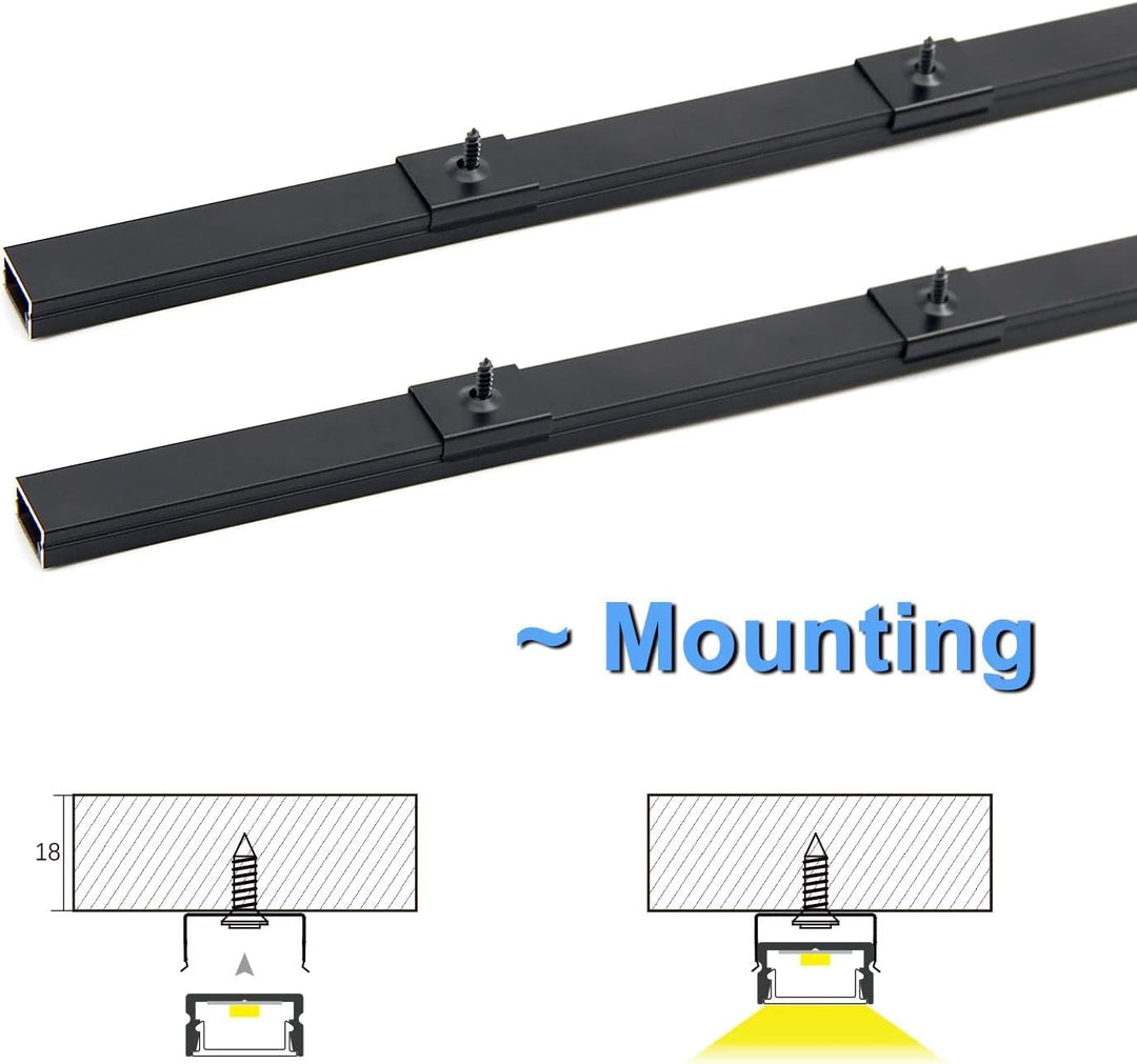 Outdoor Landscape Lighting LED 12V Low Voltage AC10 U-Shaped Aluminum Channel with Plastic or Silicone Diffuser Cover 3.3FT/1M For Max 13mm Width LED Strip Lights Pack of 6/10/20