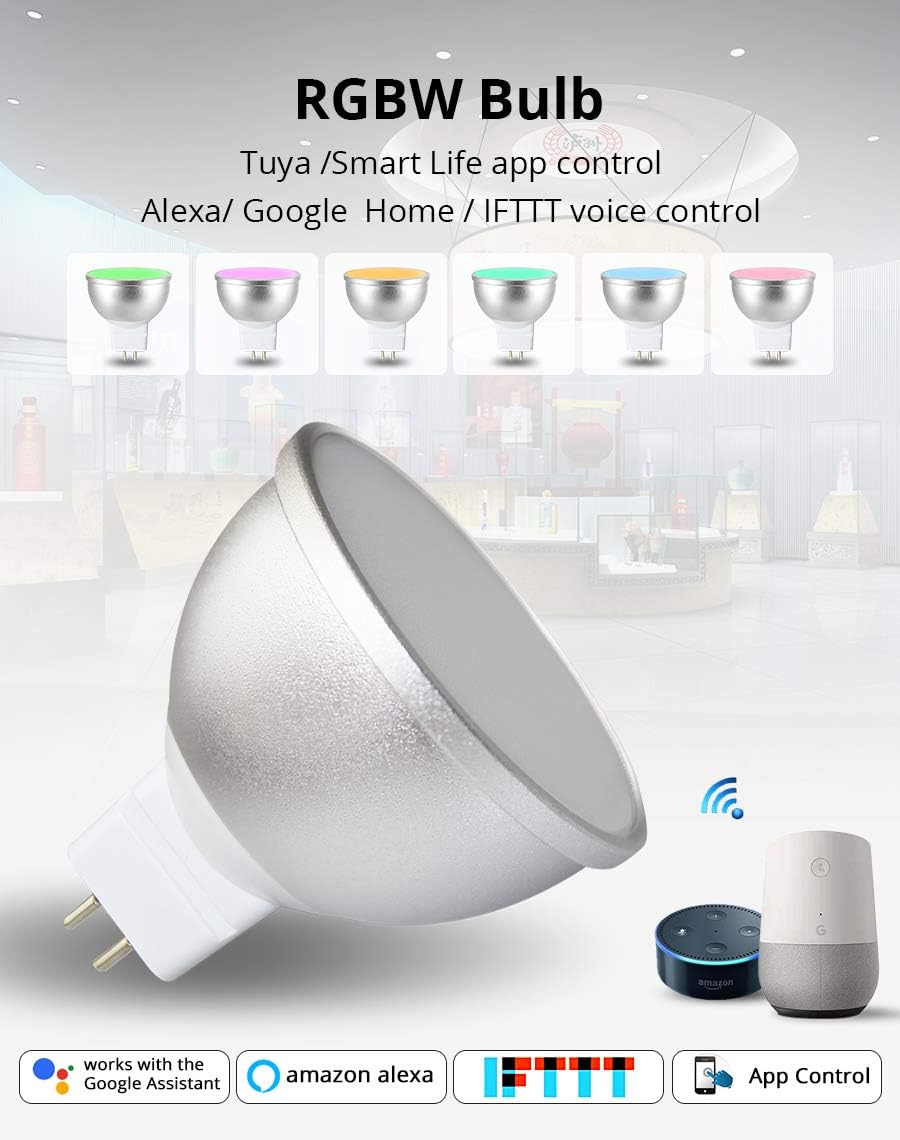 Outdoor Landscape Lighting LED 12V Low Voltage MR16 RGBCW 2700K-6000K 5W Smart WIFI LED Light Bulb, Energy Saving Color Changing 12V Outdoor LED Bulb Compatible with Alexa, Google Assistant, and Siri