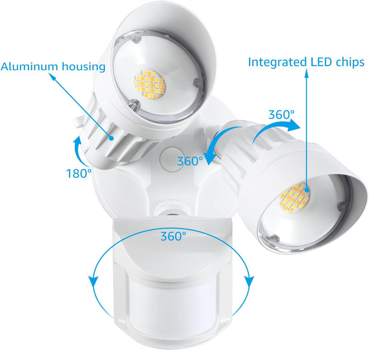Outdoor Landscape Lighting LED 12V Low Voltage 25W Wired Outdoor LED Flood Light, 120V 3CCT 3000K-6000K Tunable Motion-Sensor Security Light 2500LM, IP65