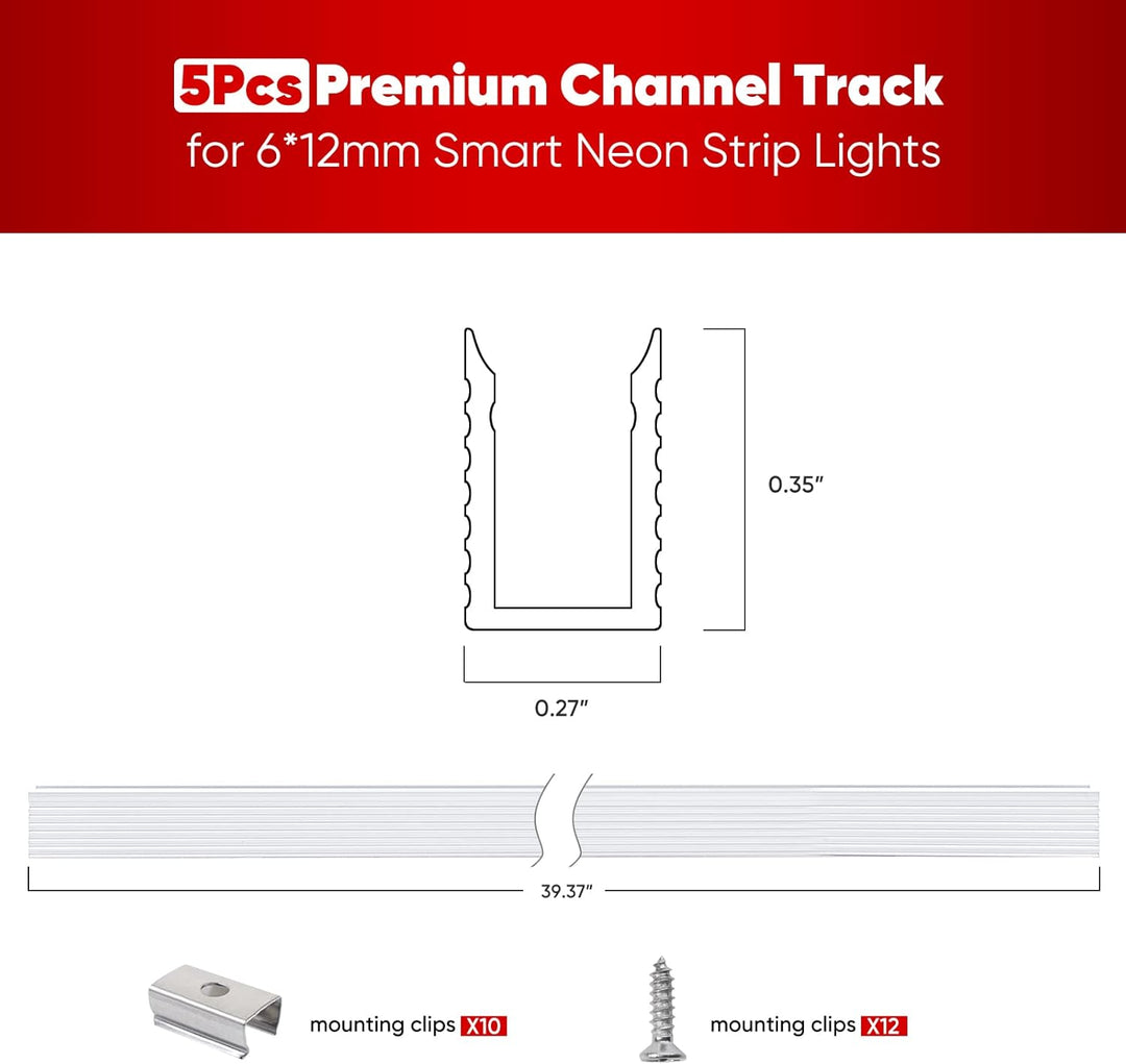 Outdoor Landscape Lighting LED 12V Low Voltage AC01 Aluminum Channel 3.3FT/1M For 6x12mm LED Silicon Neon Strip Lights Package