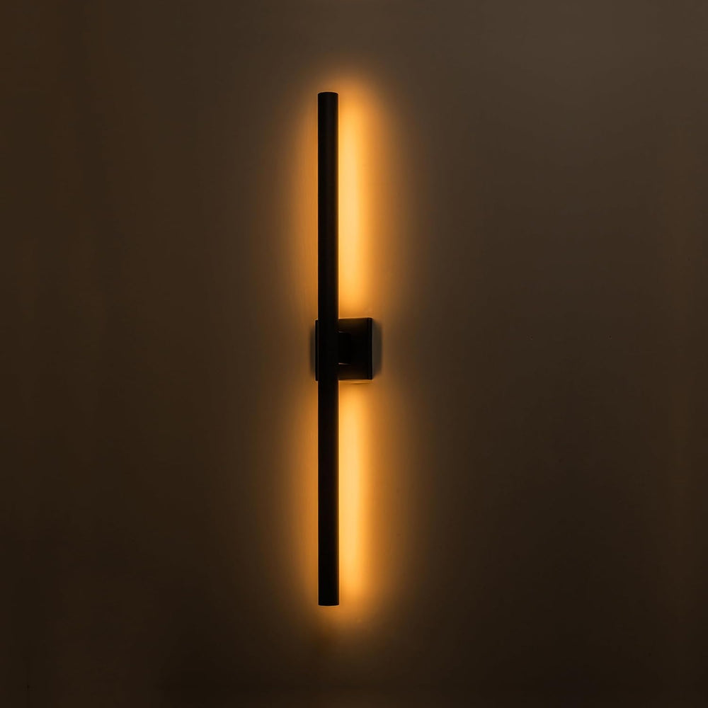 Outdoor Landscape Lighting LED 12V Low Voltage SCH07 Linear LED Up and Down Modern Outdoor Wall Sconce Light 3000K Warm White Aluminum and Frosted Glass Integrated LED Line Voltage 120V AC IP65 Waterproof for Front Door, Porch, Patio, Garage