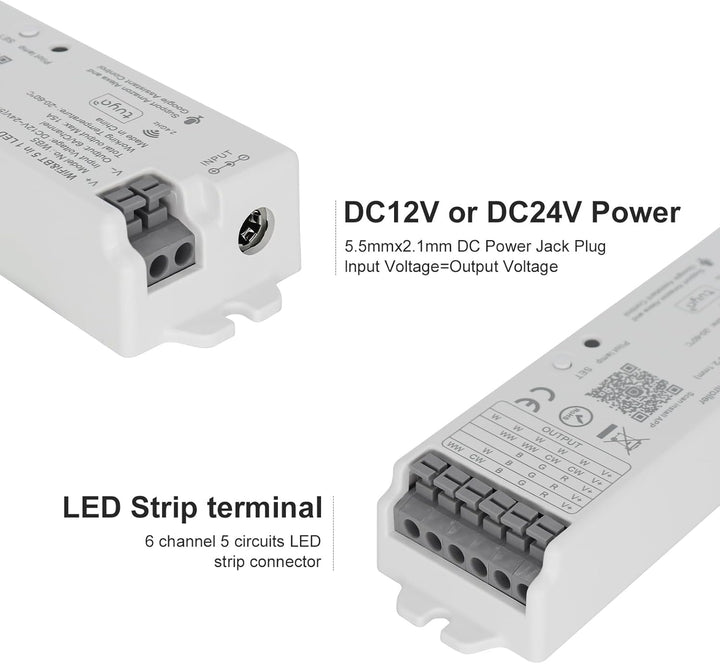 Outdoor Landscape Lighting LED 12V Low Voltage WB5 LED Strip Light 5 in 1 Tuya Controller Compatible with Alexa and Google Assistant, for Dimming CCT RGB RGBW RGBCCT