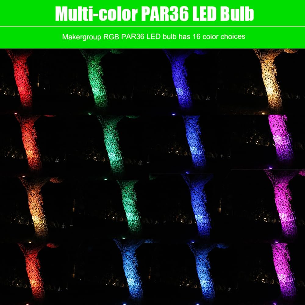 Outdoor Landscape Lighting LED 12V Low Voltage PAR36 7W LED RGBW, Remote Controlled, dimmable, IP67 waterproof Low Voltage Bulbs