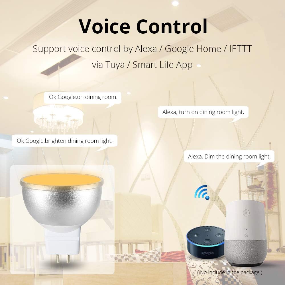 Outdoor Landscape Lighting LED 12V Low Voltage MR16 RGBCW 2700K-6000K 5W Smart WIFI LED Light Bulb, Energy Saving Color Changing 12V Outdoor LED Bulb Compatible with Alexa, Google Assistant, and Siri