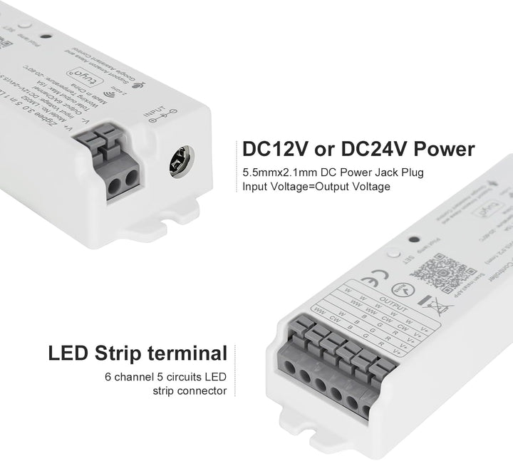 Outdoor Landscape Lighting LED 12V Low Voltage LM052 Zigbee LED Strip Light 5 in 1 Tuya Controller Compatible with Alexa and Google Assistant, for Dimming CCT RGB RGBW RGBCCT (Zigbee Gateway Network Required)