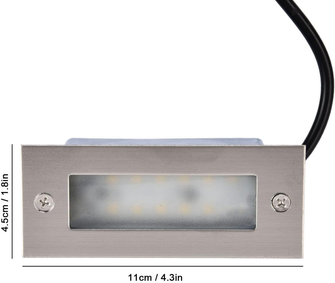 Outdoor Landscape Lighting LED 12V Low Voltage STSH01 Line Voltage 120V Outdoor Recessed Brick Wall Light 3W 3000K Warm White Integrated LED Step/Stair Lighting Fixture
