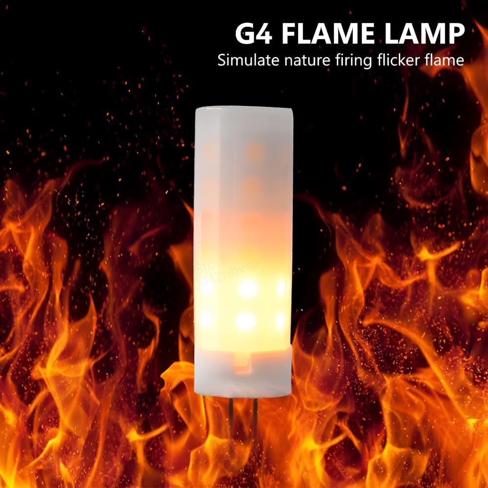 Outdoor Landscape Lighting LED 12V Low Voltage G4 2.5W JC Bi Pin DC12V Tiki Torch Flame Fire Effect 1300K LED Capsule Bulb Energy Efficient