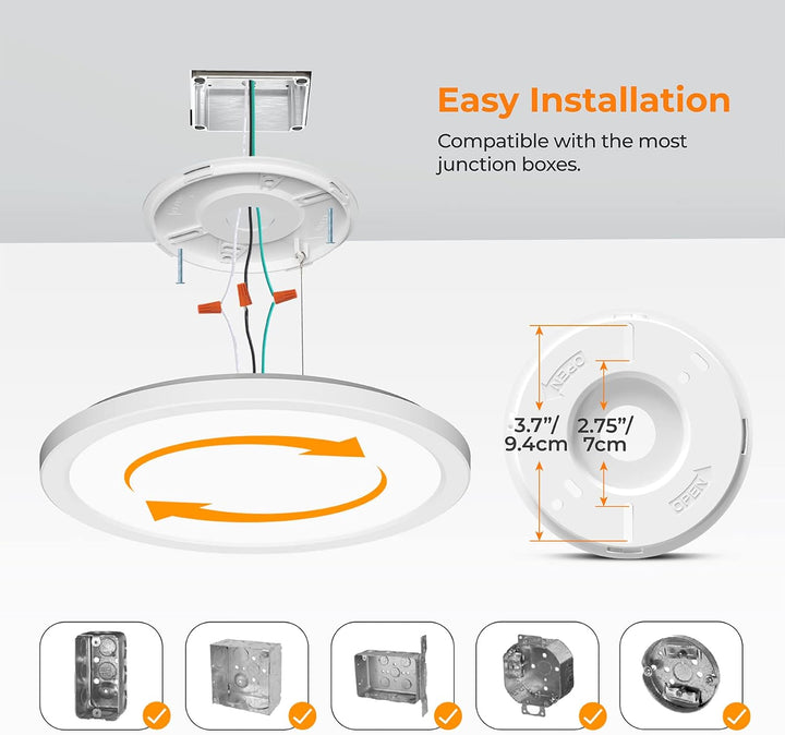 Outdoor Landscape Lighting LED 12V Low Voltage 9" 18W LED Flush Mount Ceiling Light - 120V 3CCT 3000K/4000K/5000K, 1800LM, CRI90