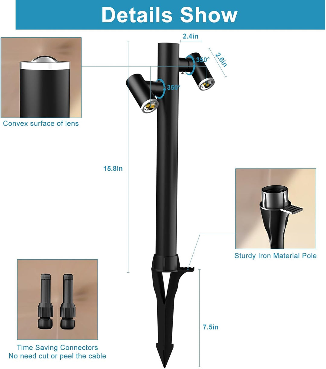 Outdoor Landscape Lighting LED 12V Low Voltage ALP25 4W LED Adjustable 3000K Dual Directional Bollard Path Light Low Voltage Outdoor Landscape Lighting