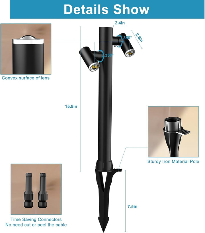 Outdoor Landscape Lighting LED 12V Low Voltage ALP25 4W LED Adjustable 3000K Dual Directional Bollard Path Light Low Voltage Outdoor Landscape Lighting