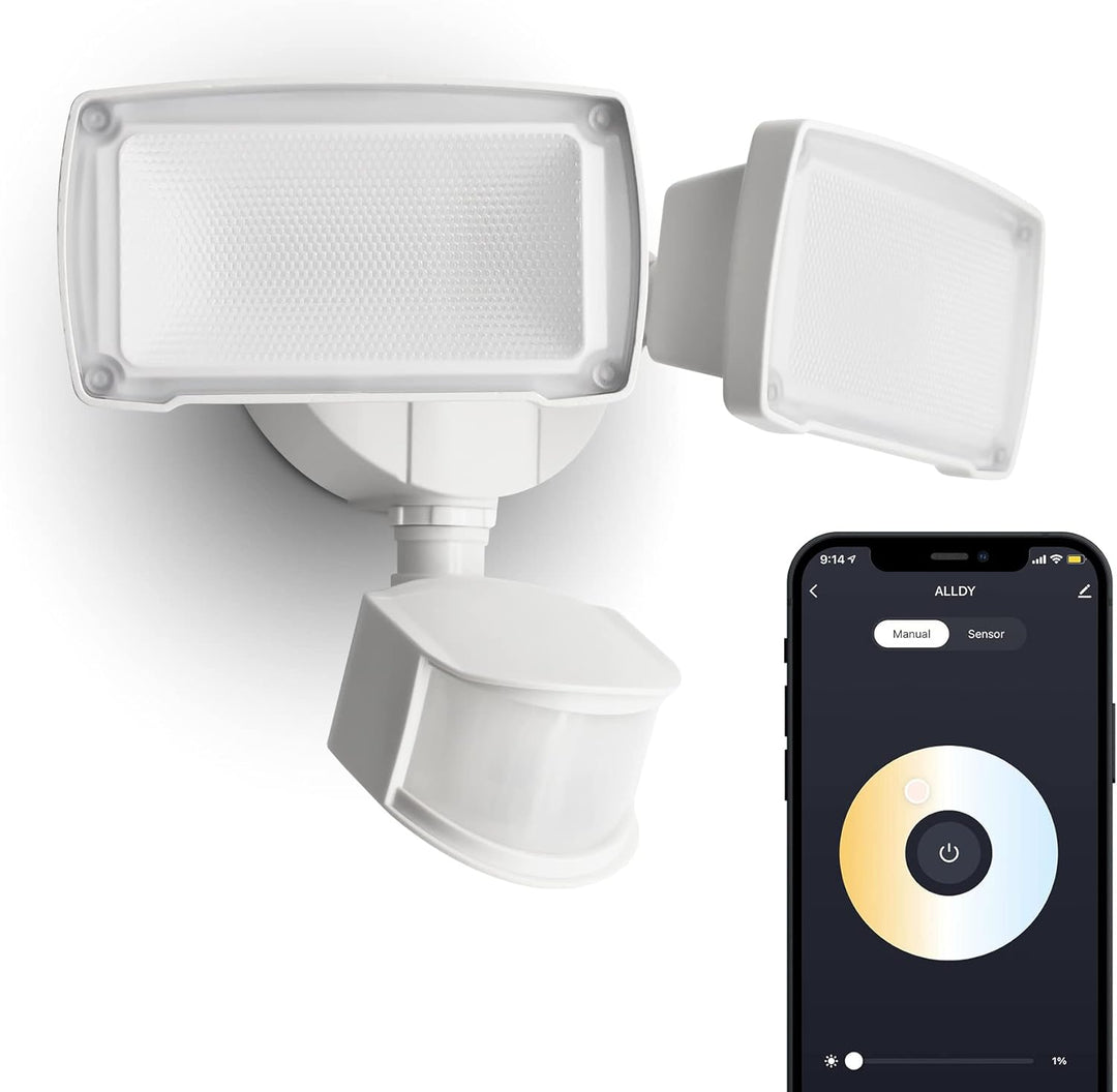 Outdoor Landscape Lighting LED 12V Low Voltage 31W Wired Smart Wi-Fi Outdoor LED Flood Light, 120V 2700K-6500K Tunable Motion-Sensor Security Light 3000LM, IP65 Compatible with Alexa/Google Home White