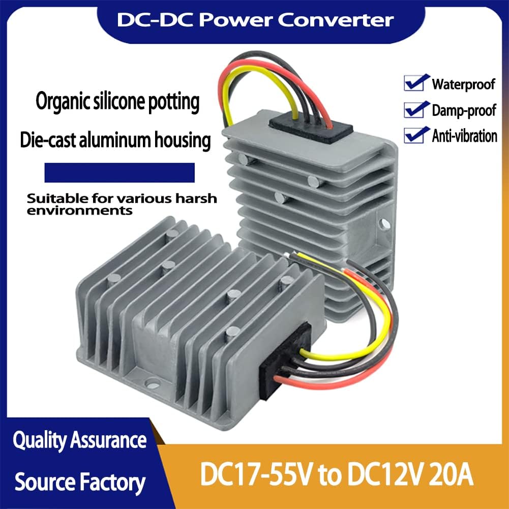Outdoor Landscape Lighting LED 12V Low Voltage TSD Step Down Low Voltage Converter from DC17-55 Input to 12V 10A/15A/20A Output – DC Voltage Converter for Cars, Trucks, Boats Low Voltage Transformer IP67 Waterproof
