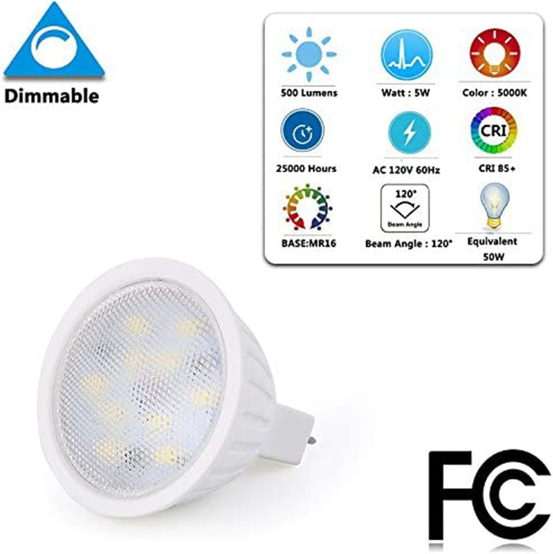 Outdoor Landscape Lighting LED 12V Low Voltage 6-Pack MR16 5W 120V GU5.3 LED Bulbs Dimmable Energy Saving Light 120 Degree Beam Angle Line Voltage